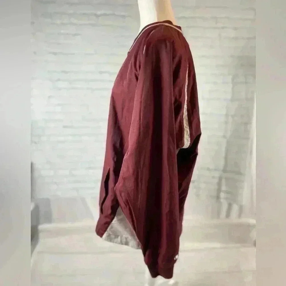 Champion Vintage 90s Adult M Pullover V-Neck Windbreaker Lined Jacket Maroon red - Picture 2 of 16